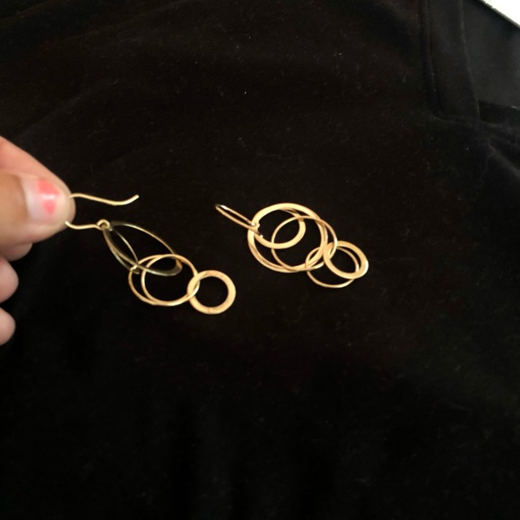 Genuine gold statement dangling earrings - Picture 2 of 2